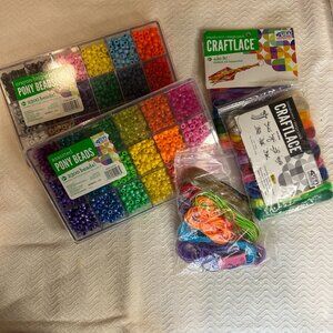 Crafting Pony Beads, 2 boxes of approx 2300 beads each. Lot of Crafting Lace.